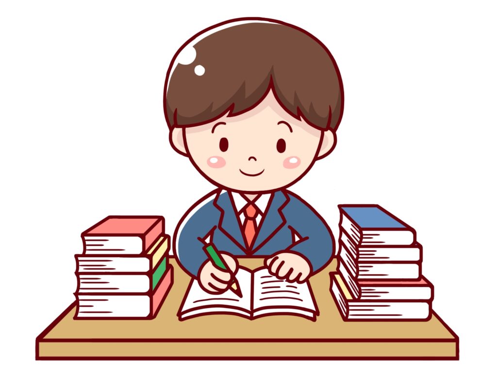 勉強中のサラリーマンのイラスト